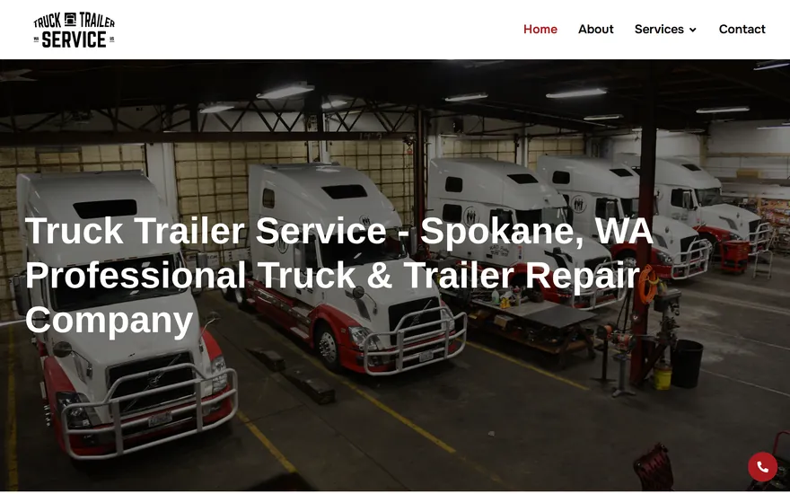 Homepage of Truck Trailer Service, a truck & trailer repair website built by Granular Concept