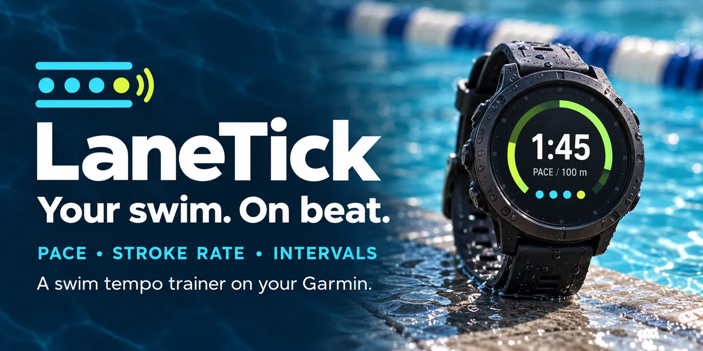 LaneTick: swim pace and stroke rate beeps on a Garmin watch at the pool