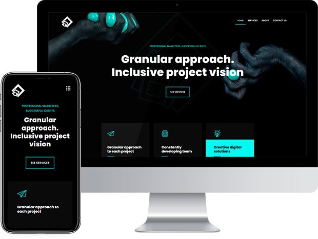Granular Concept home page disposed on smartphone and desktop screen