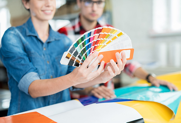 The designers team choosing color pallets 