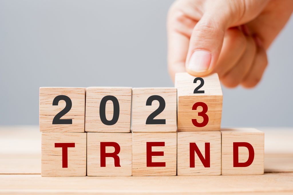 ''2023 Trend'' written on wooden pieces